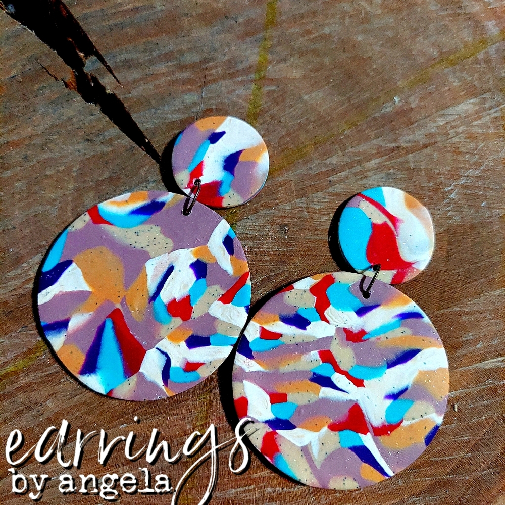 Colorful Polymer Clay Earrings - Large